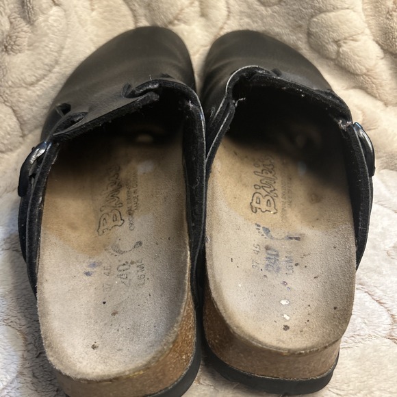 Birkenstock Boston Black Leather Clog Shoes Size 37 US Women's 6 Regular Birkes - Picture 4 of 9